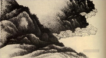 Shitao village on the water 1689 old China ink Oil Paintings